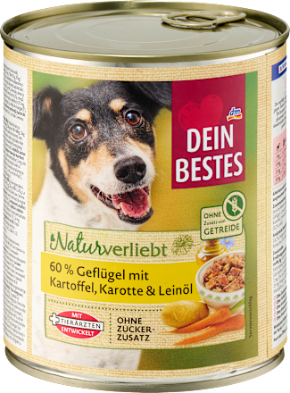 Nassfutter Hund mit Geflügel, Kartoffel & Karotte, Naturverliebt, 800 g
