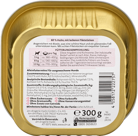 Nat hondenvoer met kip, Exquisit, 300 g