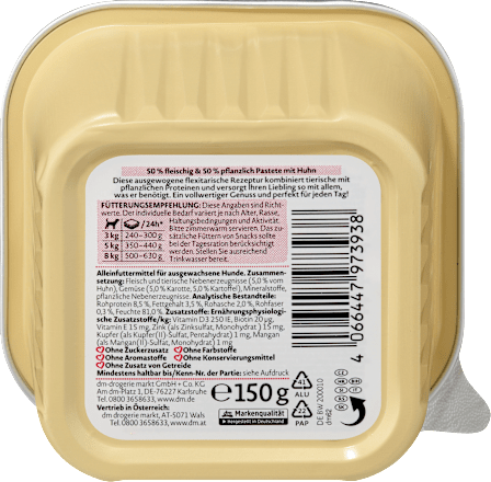 Nassfutter Hund mit Huhn, Flexitarisch, 150 g