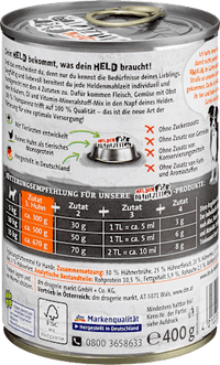Nassfutter Hund mit Huhn, Heldenmahlzeit, 400 g