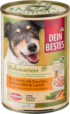 Nassfutter Hund mit Huhn & Zucchini, Naturverliebt, 400 g