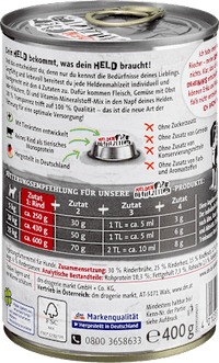 Nassfutter Hund mit Rind, Heldenmahlzeit, 400 g