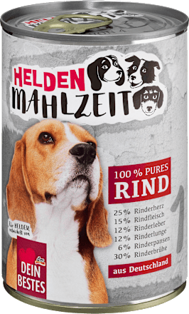 Nassfutter Hund mit Rind, Heldenmahlzeit, 400 g