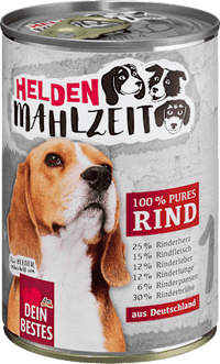 Nassfutter Hund mit Rind, Heldenmahlzeit, 400 g