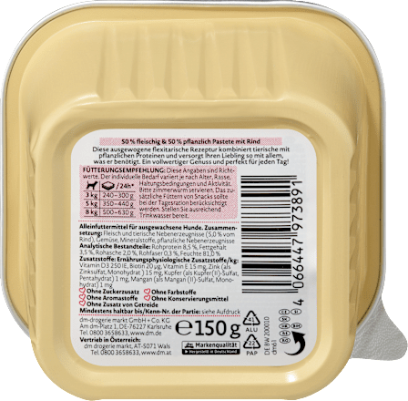 Nassfutter Hund mit Rind, Naturverliebt Flexitarisch, 150 g