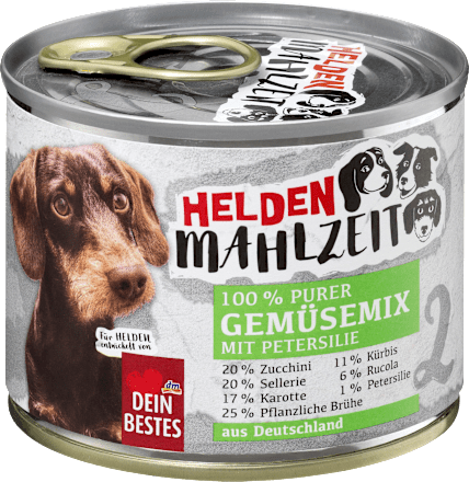 Nassfutter Hund purer Gemüsemix mit Petersilie, Heldenmahlzeit, 175 g