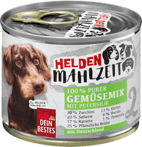 Nassfutter Hund purer Gemüsemix mit Petersilie, Heldenmahlzeit, 175 g