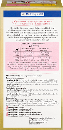Nassfutter Hund reich an Geflügel & reich an Kalb Multipack (8x150 g), 1.200 g Dein Bestes