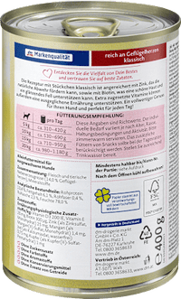 Nat hondenvoer rijk aan pluimveeharten, multipack (6 x 400 g), 2,4 kg