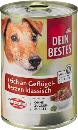 Nat hondenvoer rijk aan pluimveeharten, multipack (6 x 400 g), 2,4 kg