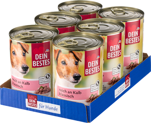Nassfutter Hund reich an Kalb, Multipack (6x400 g), 2,4 kg