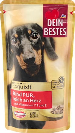 Nassfutter Hund Rind pur, reich an Herz, Exquisit, 150 g