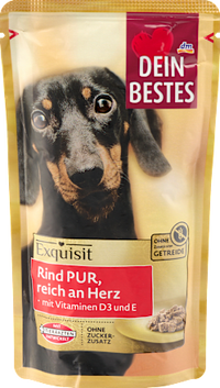 Nassfutter Hund Rind pur, reich an Herz, Exquisit, 150 g