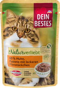 Nassfutter Katze 60 % Huhn mit Filet, Naturverliebt, 85 g