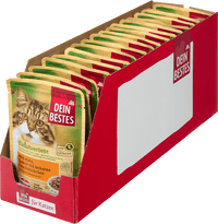 Nassfutter Katze 60% Huhn, Pastete mit leckeren Filetstückchen, Naturverliebt Multipack (18x85 g), 1.530 g