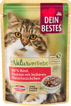 Nassfutter Katze 60% Rind mit Filet, Naturverliebt, 85 g