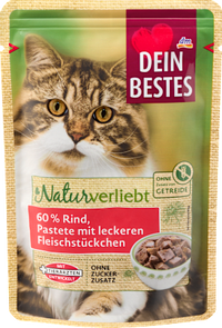 Nassfutter Katze 60% Rind mit Filet, Naturverliebt, 85 g