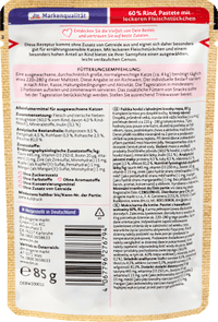 Nassfutter Katze 60% Rind mit Filet, Naturverliebt, 85 g