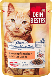 Nat kattenvoer Farmer's pan rijk aan lever, Oma's keukenklassieker, 100 g