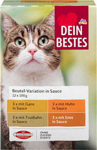 Nat kattenvoer gevogelte in saus, multipack (12 x 100 g), 1200 g