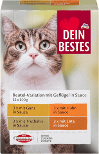 Nat kattenvoer gevogelte in saus, multipack (12 x 100 g), 1200 g