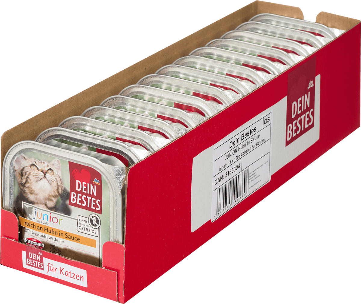 Nassfutter Katze Kitten reich an Huhn in Sauce, Junior, Multipack (14x100 g), 1.400 g