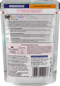 Dein Bestes Nassfutter Katze Kitten reich an Huhn in Sauce, Junior Multipack (18x100 g), 1.800 g