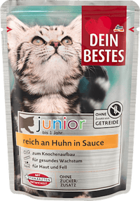 Nat kattenvoer kitten rijk aan kip in saus, Junior, 100 g