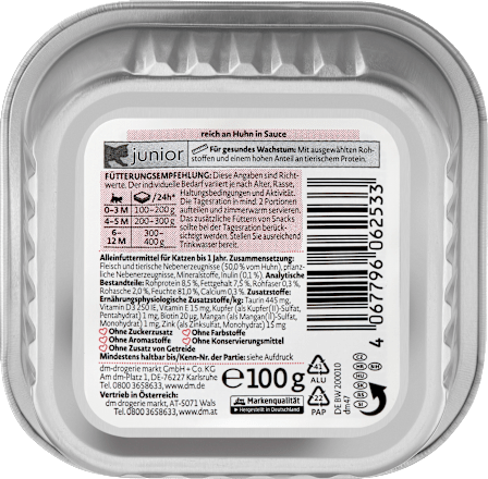 Nat kattenvoer kitten rijk aan kip in saus, Junior, 100 g