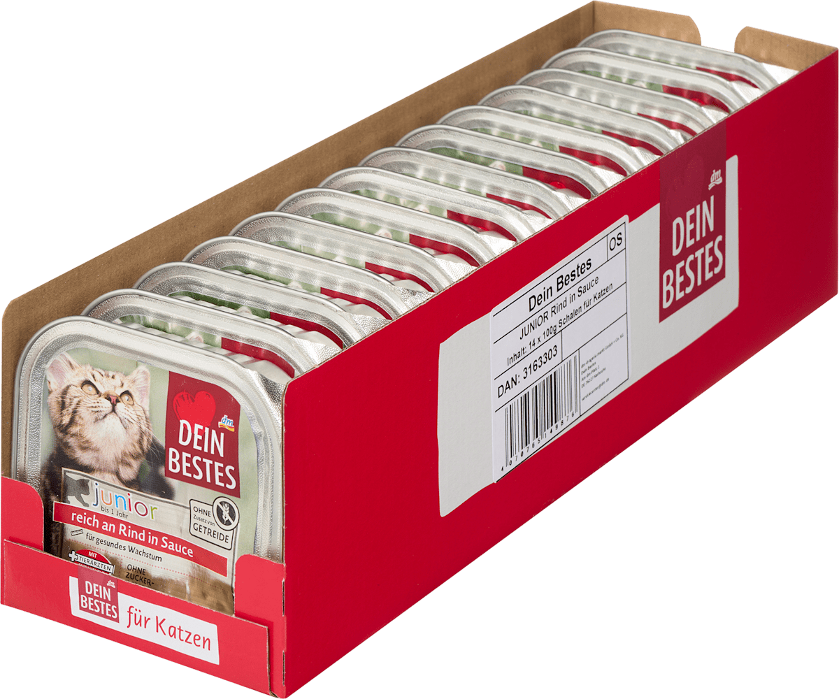 Nassfutter Katze Kitten reich an Rind in Sauce, Junior Multipack (14x100 g), 1.400 g