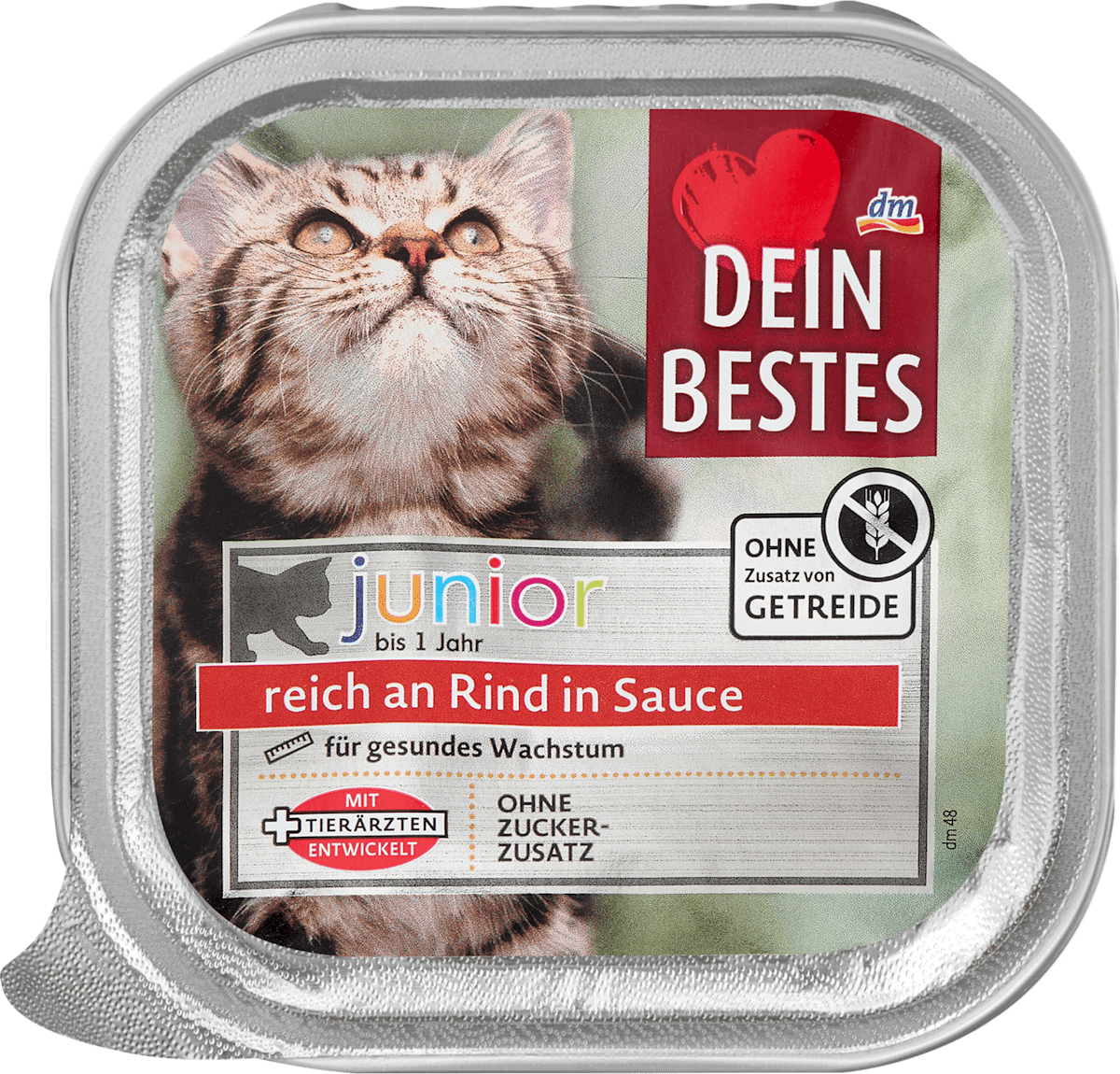 Nassfutter Katze Kitten reich an Rind in Sauce, Junior Multipack (14x100 g), 1.400 g