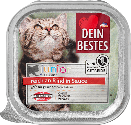 Nassfutter Katze Kitten reich an Rind in Sauce, Junior, 100 g