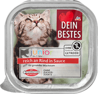 Nassfutter Katze Kitten reich an Rind, Junior, 100 g Dein Bestes