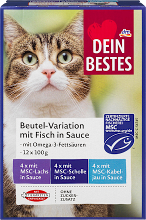 Nat kattenvoer met vis, MSC-gecertificeerd, multipack (12 x 100 g), 1,2 kg