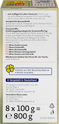 Nat kattenvoer met gevogelte, multipack (8 x 100 g), 800 g