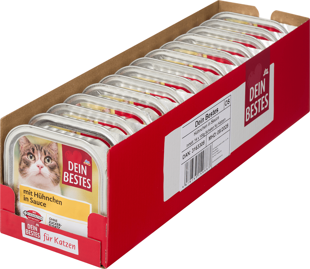 Dein Bestes Nassfutter Katze mit Hühnchen in Sauce, Multipack (14x100 g), 1.400 g