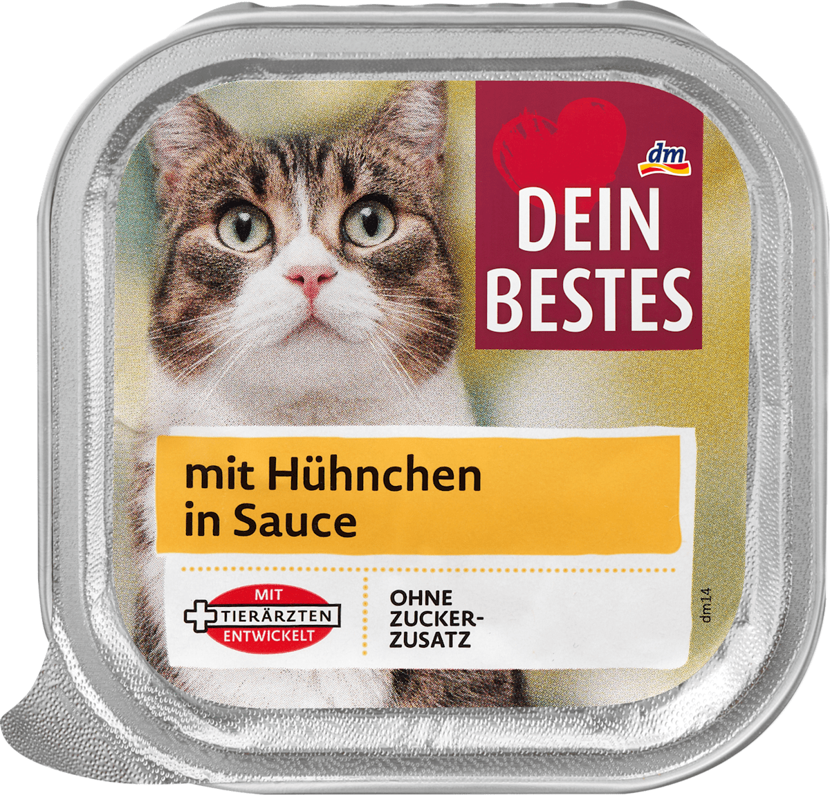 Dein Bestes Nassfutter Katze mit Hühnchen in Sauce, Multipack (14x100 g), 1.400 g