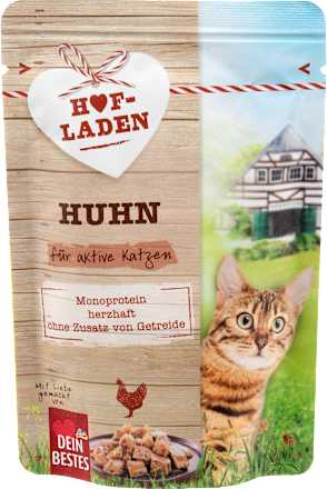 Nassfutter Katze mit Huhn, Hofladen, 85 g