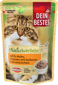 Nassfutter Katze mit Huhn,  Naturverliebt, 85 g Dein Bestes