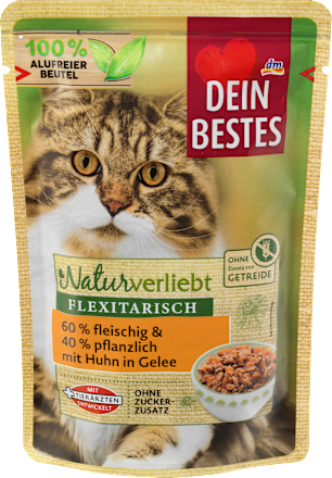 Nassfutter Katze mit Huhn & Gemüse, Naturverliebt Flexitarisch, 100 g