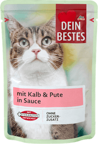 Nat kattenvoer met kalf &amp; kalkoen in saus, 100 g