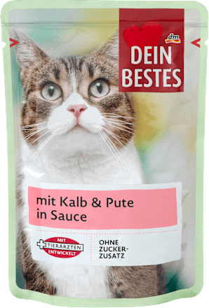 Nat kattenvoer met kalf &amp; kalkoen in saus, 100 g
