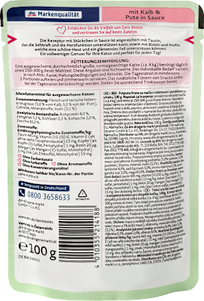 Nat kattenvoer met kalf &amp; kalkoen in saus, 100 g