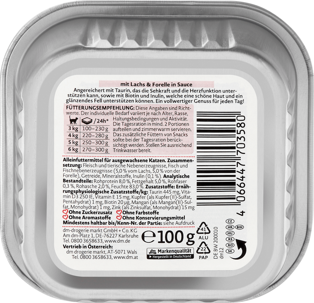 Nassfutter Katze mit Lachs & Forelle in Sauce, Multipack (14x100 g), 1.400 g