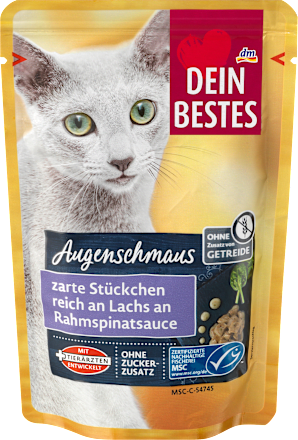 Nat kattenvoer met zalm &amp; roomspinaziesaus, een lust voor het oog, 100 g