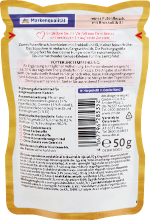 Nassfutter Katze mit Pute, Brokkoli & Ei, das Süppchen, 50 g