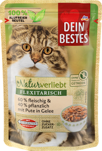 Nassfutter Katze mit Pute & Gemüse, Naturverliebt Flexitarisch, 100 g
