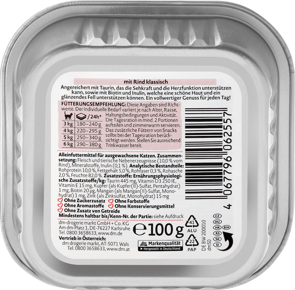 Nassfutter Katze mit Rind, Multipack (14x100 g), 1.400 g