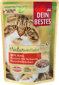 Nassfutter Katze mit Rind,  Naturverliebt, 85 g Dein Bestes