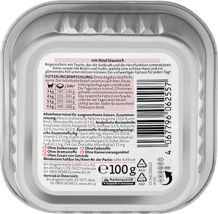 Nat kattenvoer met rundvlees, 100 g